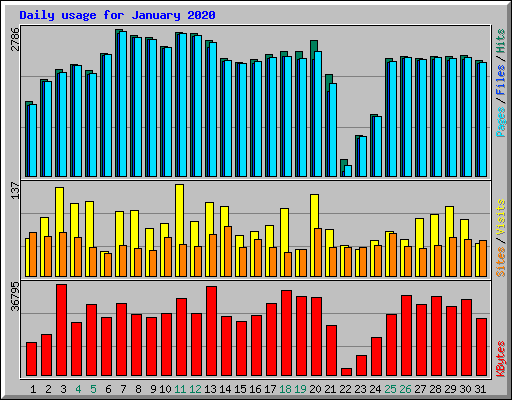 Daily usage for January 2020