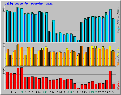 Daily usage for December 2021