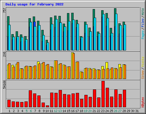 Daily usage for February 2022