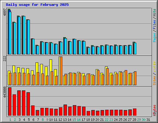Daily usage for February 2025