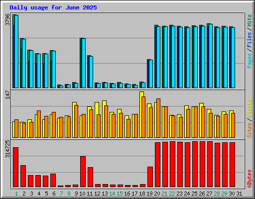 Daily usage for June 2025