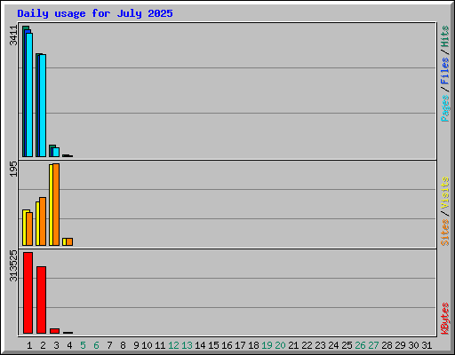 Daily usage for July 2025