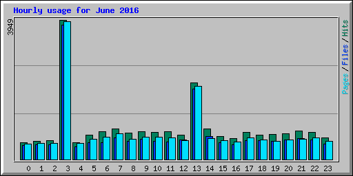 Hourly usage for June 2016