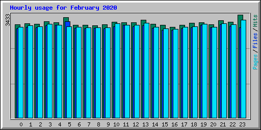 Hourly usage for February 2020