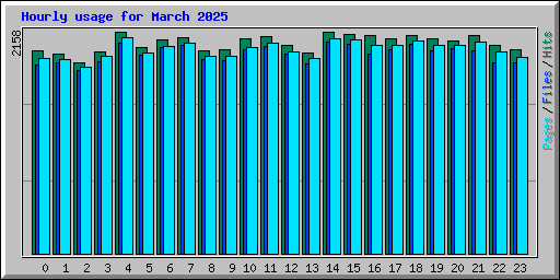 Hourly usage for March 2025